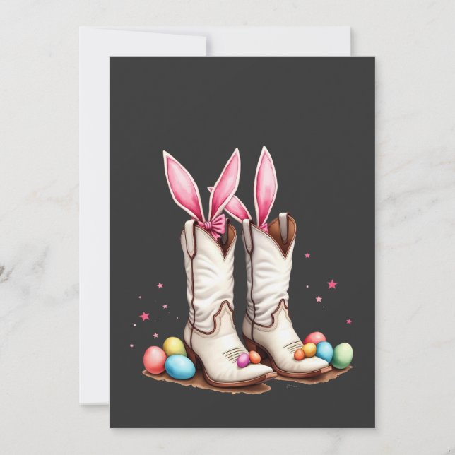 Convites Retro Howdy Páscoa Funny Cowboy Boots Easter Ovo (Frente)