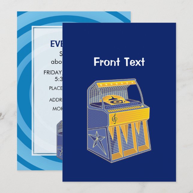 Convites Retro Jukebox (Frente/Verso)