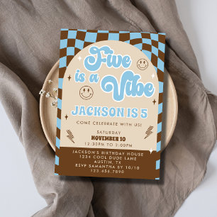 Convites Retro Legal Cinco É Uma Festa de aniversário De 5 