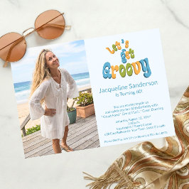 Convites Retro Let's Get Groovy Photo 60th Birthday Party