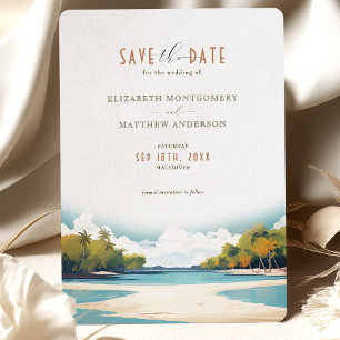 Convites Retro Maledives Viagem Save-the-Date