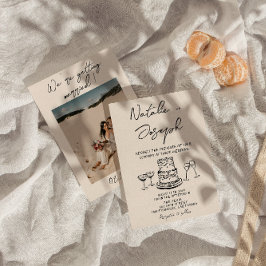 Convites Retro-Mão Desenhado Bolo Escrito Quirky Foto Casam