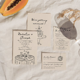 Convites Retro-Mão Desenhado Diversão Escrita Casamento De