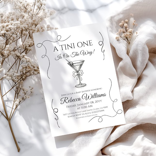 Convites Retro Mão Desenhou Um Chá de fraldas Tini One Mart (Criador carregado)