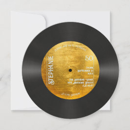 Convites Retro Metallic Dourado Record Music 50th Birthday