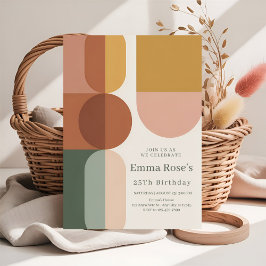 Convites Retro Mint & Orange Boho Stripes Birthday