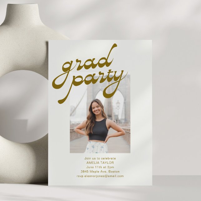Convites Retro Modern Script 2026 Photo Graduation Party (Criador carregado)