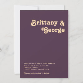 Convites Retro Moderno | Casamento Casual Púrpura Escura