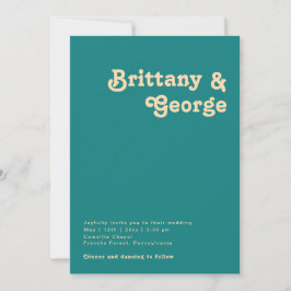 Convites Retro Moderno | Casamento Casual Teal