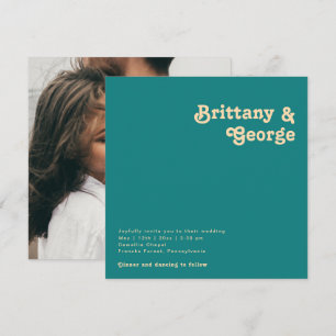 Convites Retro Moderno   Casamento com Fotografias na Praç