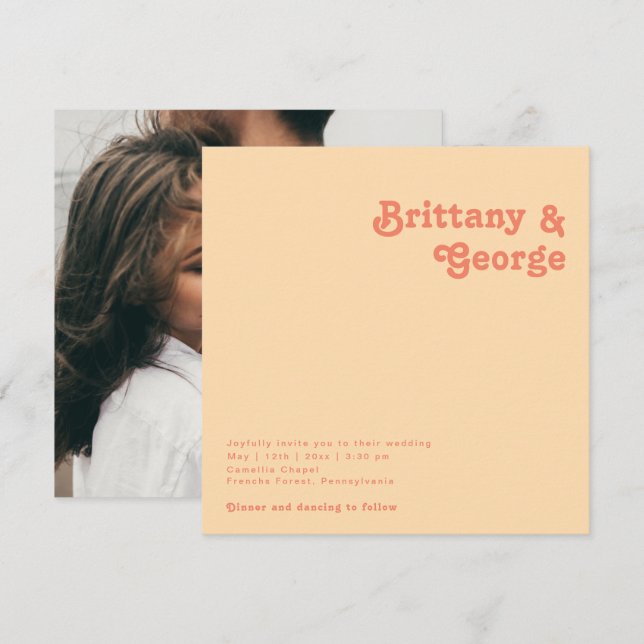 Convites Retro Moderno | Casamento de Fotografias na Praça  (Frente/Verso)