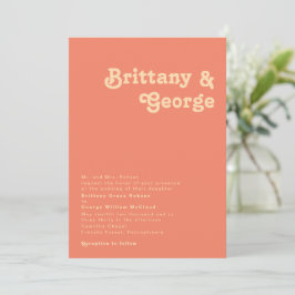 Convites Retro Moderno | Casamento Tradicional Coral