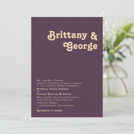 Convites Retro Moderno | Casamento Tradicional Roxo Escuro