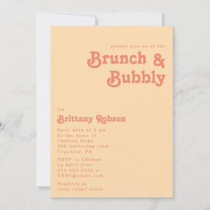 Convites Retro Moderno Orange Cream Brunch e Bubble