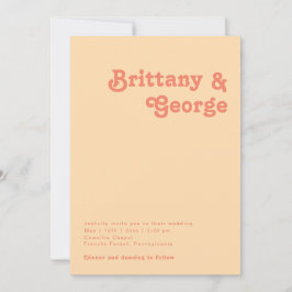 Convites Retro Moderno | Orange Cream Casual Wedding