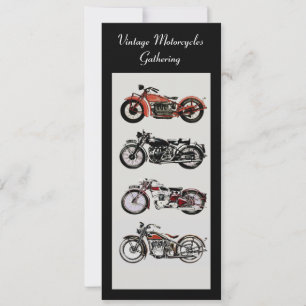 Convites RETRO MOTOCICLOS FESTA Cinza Vermelha Negra