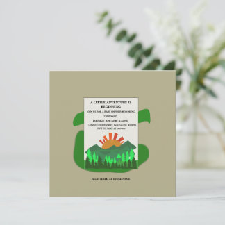 Convites Retro Mountain Forest Baby Shower Invitation Sage