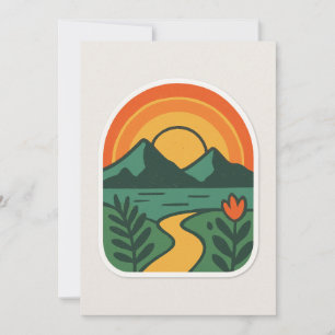 Convites Retro Nature Sunset - Montanha Vintage