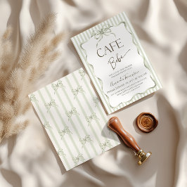 Convites Retro Neutral Bow Cafe Bebe Coffee Baby Shower