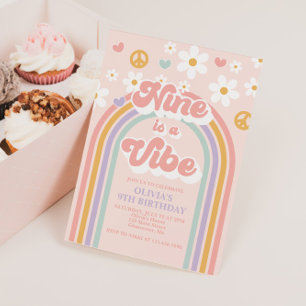 Convites Retro Nine é um Vibe Aniversário de 9 anos em Arco
