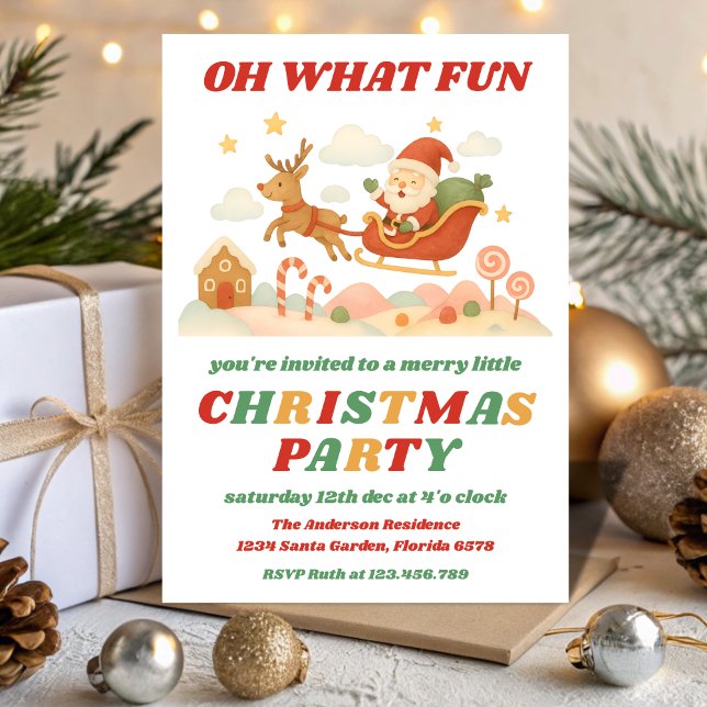 Convites Retro Oh What Fun Editable Christmas Party (Criador carregado)