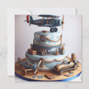 CONVITES RETRO OLHA AVIÃO TEMIDO BOLO DE ANIVERSÁRIO