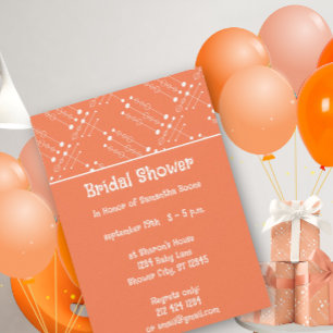 Convites Retro Orange Coral Vintage MCM Century Moderno