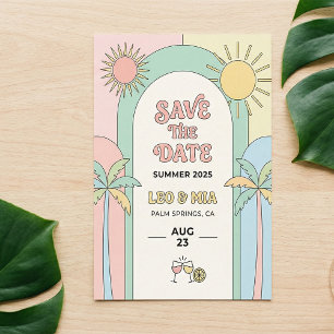 Convites Retro Palm Springs Salve o Dia   Groovy 