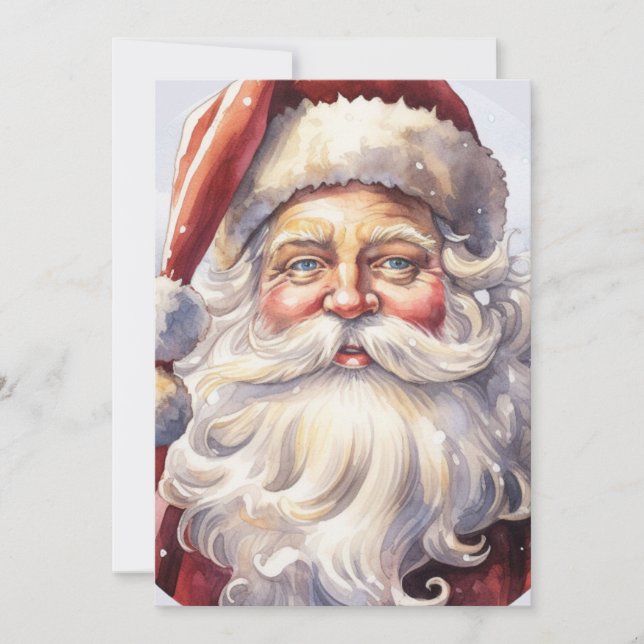 Convites Retro Papai Noel num Chapéu Vermelho de Natal (Frente)