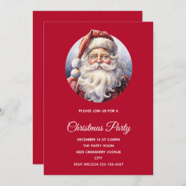 Convites Retro Papai Noel num Natal Red Hat
