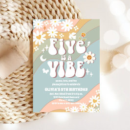 Convites Retro Pastel 5th Birthday Invitation