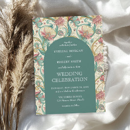 Convites Retro pastel verde poeirento cor-de-rosa, floral,