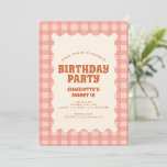 Convites Retro Peachy Checker Doce 16 Festa de aniversário<br><div class="desc">Retro Peachy Checker Doce 16 Festa de aniversário</div>