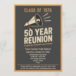 Convites Retro Pep Rally Style 50 Year Class Reunion