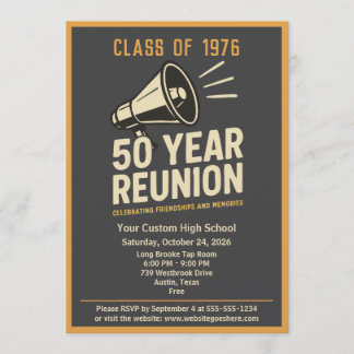Convites Retro Pep Rally Style 50 Year Class Reunion