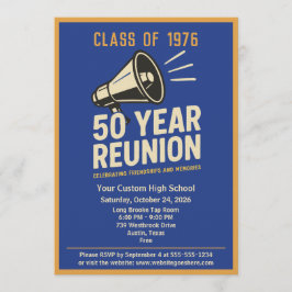 Convites Retro Pep Rally Style 50 Year Class Reunion