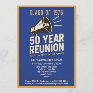 Convites Retro Pep Rally Style 50 Year Class Reunion