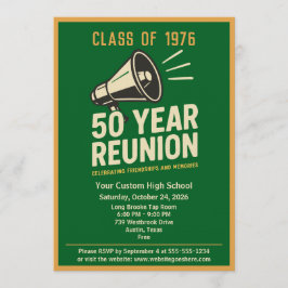 Convites Retro Pep Rally Style 50 Year Class Reunion