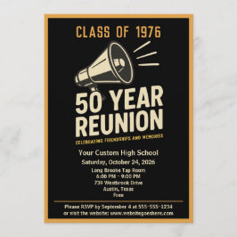 Convites Retro Pep Rally Style 50 Year Class Reunion