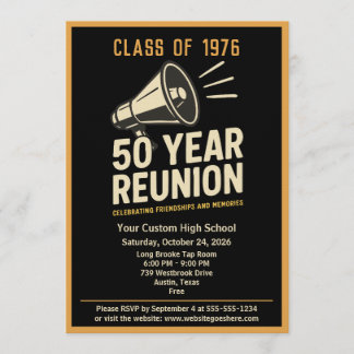 Convites Retro Pep Rally Style 50 Year Class Reunion