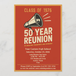 Convites Retro Pep Rally Style 50 Year Class Reunion