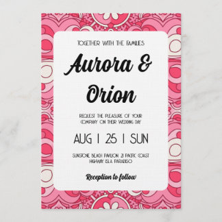 Convites retro pink and red wedding invitation