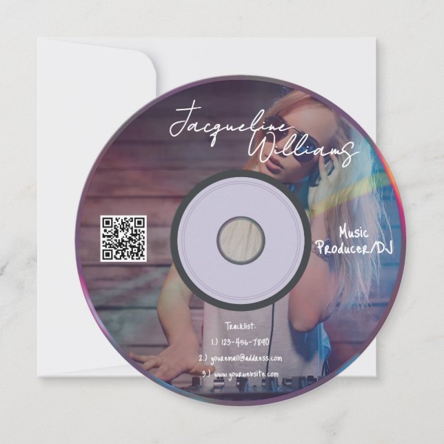 Convites Retro Pink Music Producer CD DJ Business Card (Frente)