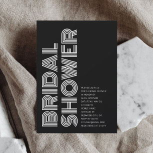 Convites Retro-preto mínimo preto
