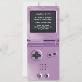 Convites Retro Purple Handheld Gaming Birthday Invitation