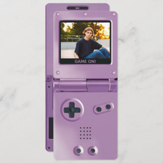 Convites Retro Purple Handheld Gaming II Birthday