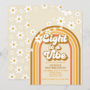 Convites Retro Rainbow Eight é uma Vibração Groovy 8º Anive