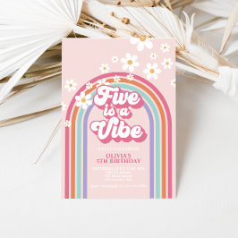 Convites Retro Rainbow Five é uma Vibração 5º Aniversário