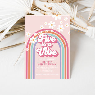 Convites Retro Rainbow Five é uma Vibração 5º Aniversário