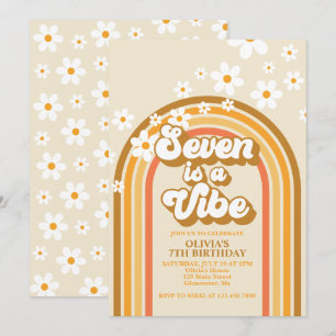 Convites Retro Rainbow Seven é uma Vibração Super 7º Aniver